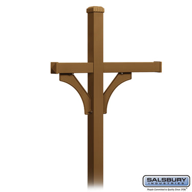 Deluxe Mailbox Post - 2 Sided for (3) Mailboxes - In-Ground Mounted - Brass